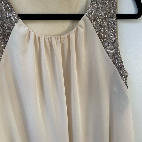 White crepe tank stop with silver sequins - Picture 4 of 6